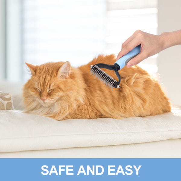 Pet Grooming Comb Dual Head Stainless Steel Deshedding Undercoat Rake Anti-Slip Cat Dog Dematting Brush Portable | Koossa
