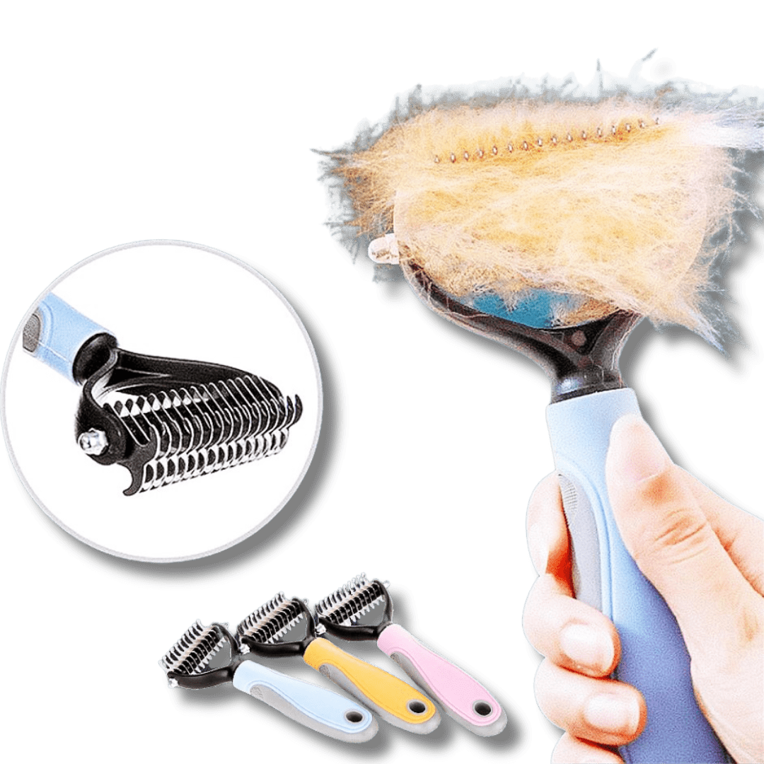 Pet Grooming Comb Dual Head Stainless Steel Deshedding Undercoat Rake Anti-Slip Cat Dog Dematting Brush Portable | Koossa