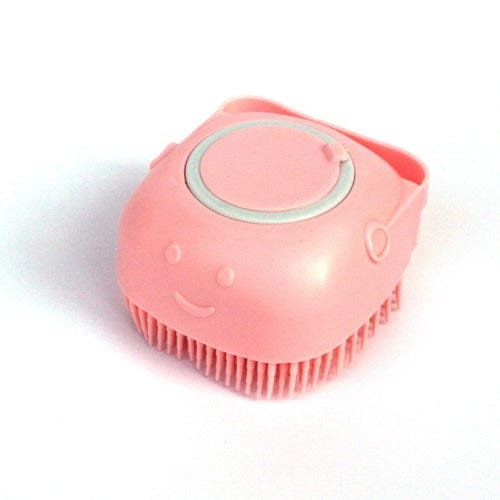 Dog Bath Brush Shampoo Dispenser 2-in-1 Soft Rubber Bristle Scrub Massage Grooming Brush Small Medium Large Dogs Blue Pink Yellow | Koossa