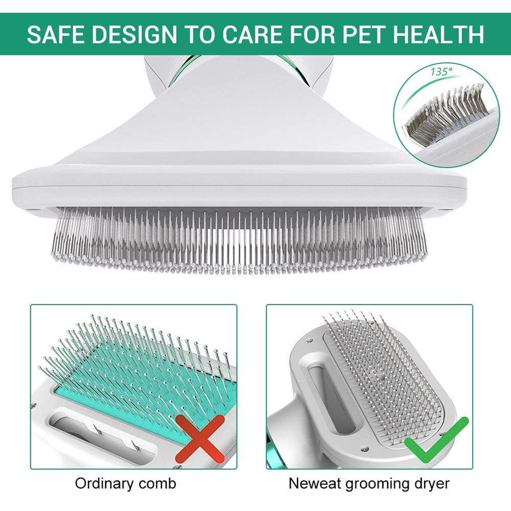 Pet Hair Dryer Comb 2-in-1 Stainless Steel 3-Speed 3-Temp 39–59°C 28cm Grooming Blow Dryer Dog Cat All Coat Types | Koossa