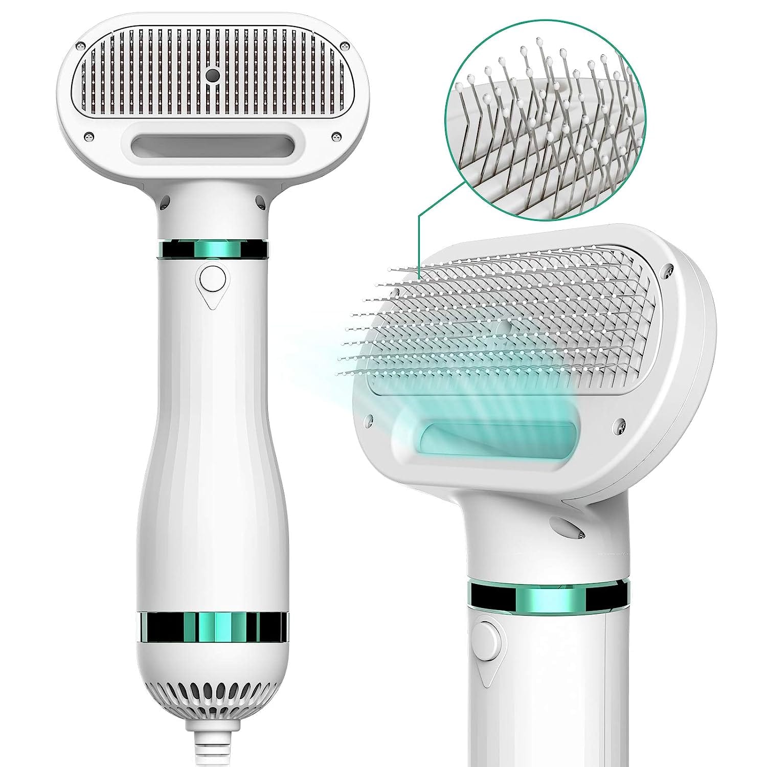 Pet Hair Dryer Comb 2-in-1 Stainless Steel 3-Speed 3-Temp 39–59°C 28cm Grooming Blow Dryer Dog Cat All Coat Types | Koossa