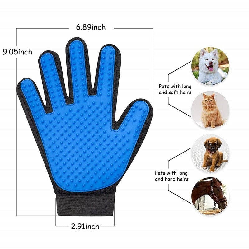 Pet Grooming Glove Silicone Bristles Adjustable Wrist Strap Deshedding Massage Cat Dog All Coat Types Washable | Koossa