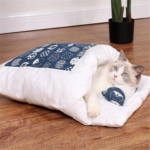 Cat Cave Bed Self-Warming Cotton Hooded Calming Cat Sleeping Bag Anti-Anxiety Nest Indoor Cosy Enclosed Cat Hideaway | Koossa