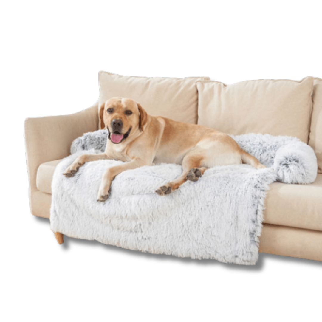 Dog Sofa Protector Plush Faux Fur Calming Couch Cover Removable Washable Bolster Anti-Anxiety Pet Sofa Cover Small Medium Large Breeds | Koossa