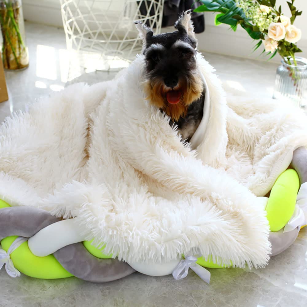 Pet Blanket Faux Fur Plush Soft Washable Dog Cat Blanket Calming Snuggle Throw Sofa Car Seat Furniture Cover Neutral | Koossa