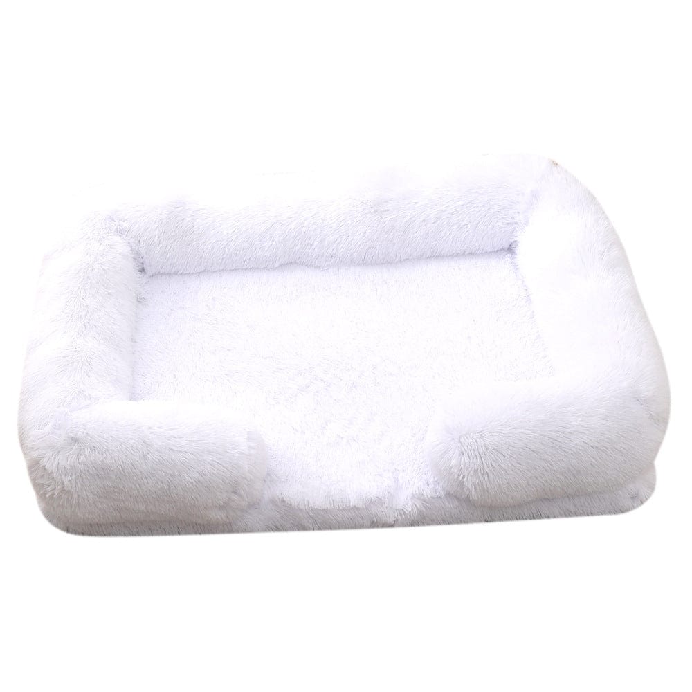 Dog Calming Bed Faux Fur Memory Foam Orthopaedic Rectangle Bolster Anti-Anxiety Support Dog Bed Washable Medium Large Pink | Koossa