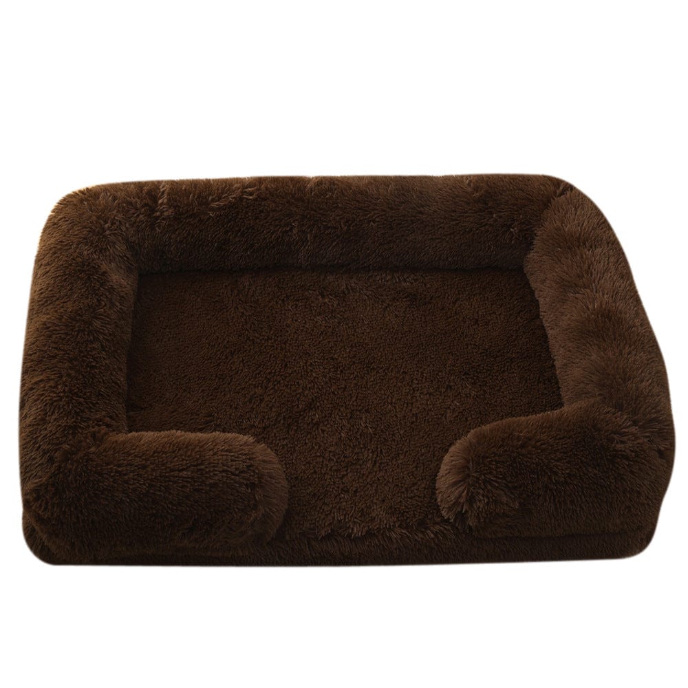 Dog Calming Bed Faux Fur Memory Foam Orthopaedic Rectangle Bolster Anti-Anxiety Support Dog Bed Washable Medium Large Pink | Koossa