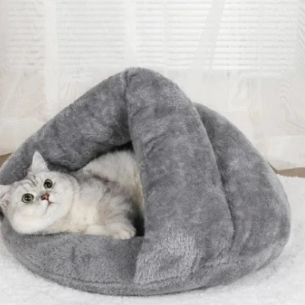 Cat Cave Bed Plush Velvet Enclosed Nest S M Padded Interior Kitten Hideout Washable Warm Indoor Cat Bed | Koossa