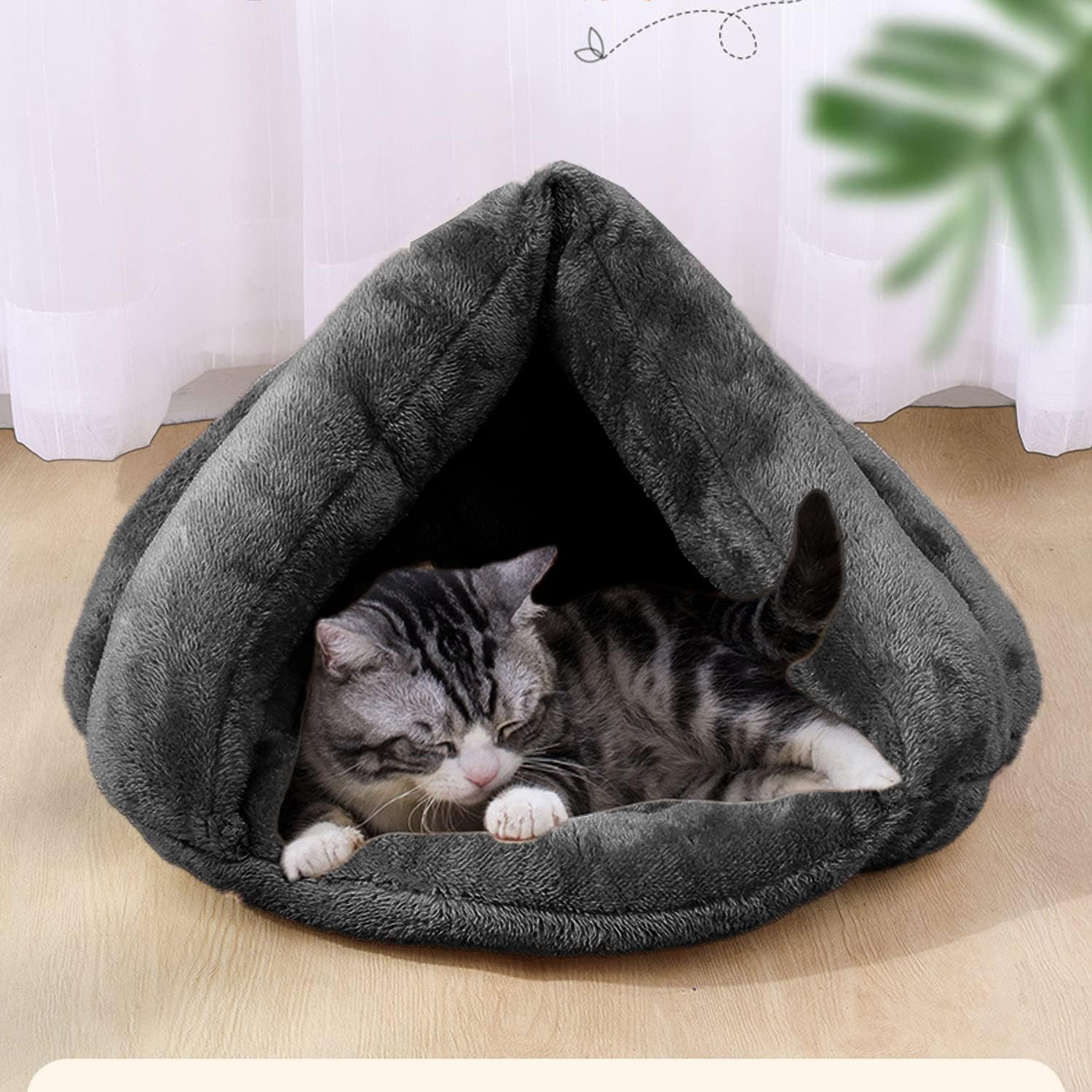 Cat Cave Bed Plush Velvet Enclosed Nest S M Padded Interior Kitten Hideout Washable Warm Indoor Cat Bed | Koossa