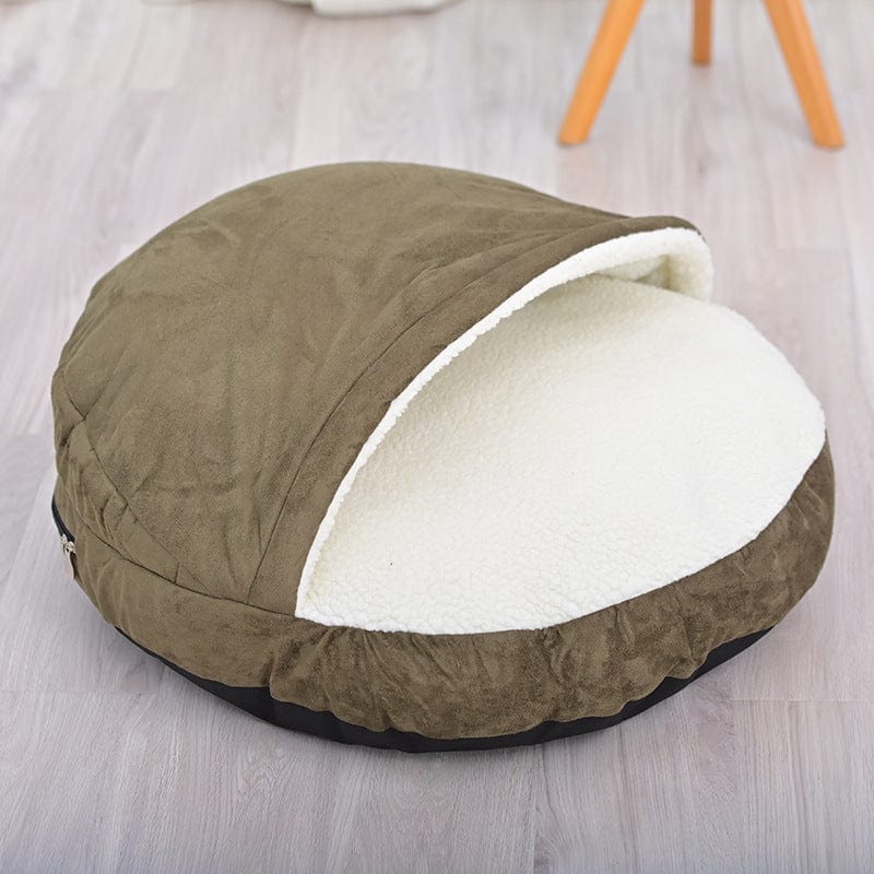 Dog Cave Bed Sherpa Hooded Burrow Bed Anti-Anxiety Snuggle Cave Dog Sleeping Bag Burrowing Breeds Small Medium Washable Indoor | Koossa