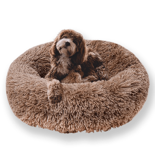 Dog Calming Bed Faux Fur Donut Round Washable Extra Padded Anti-Anxiety Nesting Dog Bed Fluffy Breathable Small Medium Large Curl-Up | Koossa