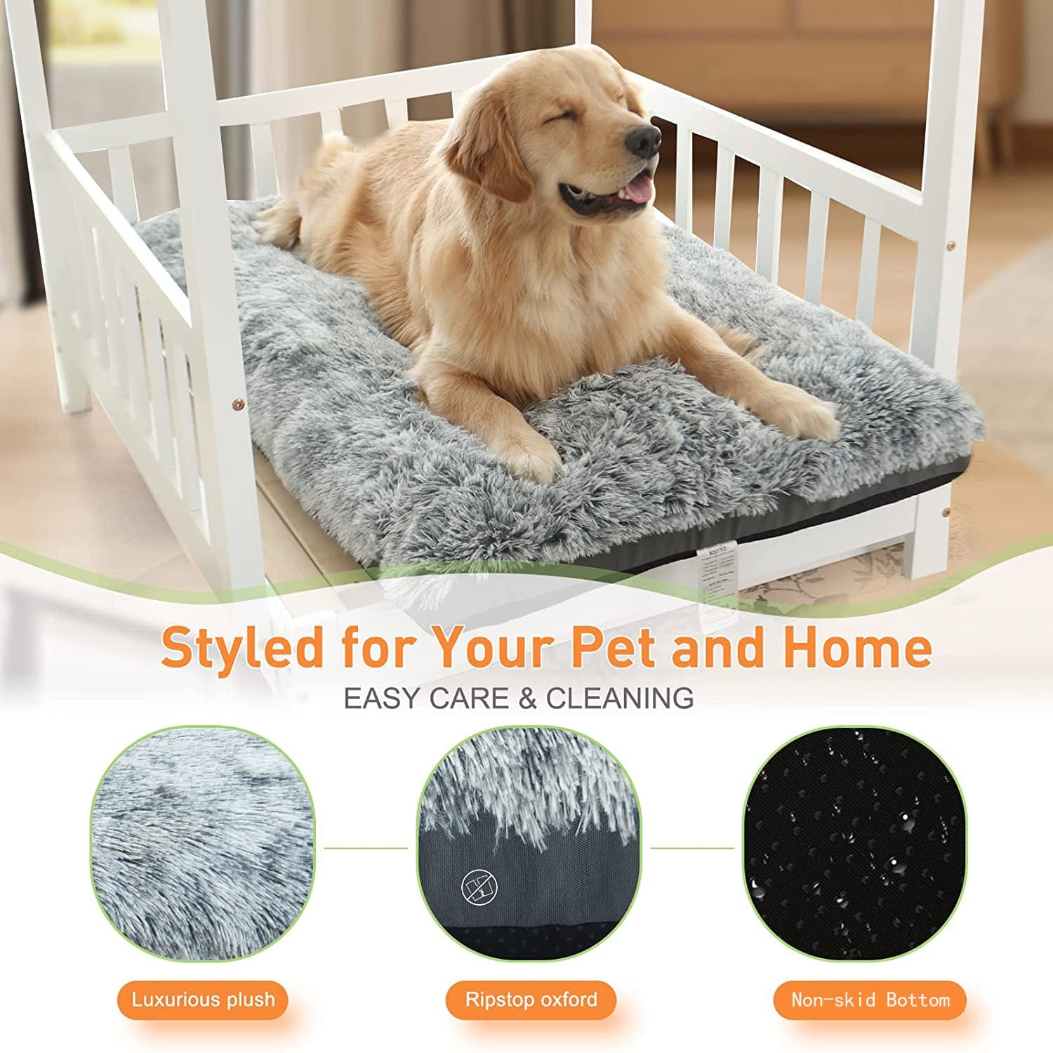 Dog Orthopedic Bed Faux Fur Memory Foam XS–XXL Non-Slip Washable Crate Pad Joint Support Calming Dog Mat | Koossa