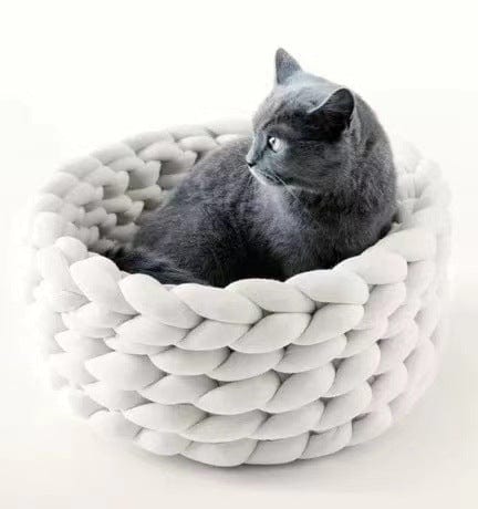 Cat Nest Bed Hand-Knitted Cotton Rope Woven S–XL Breathable Scratch-Resistant Washable Basket Cat Bed All Seasons | Koossa