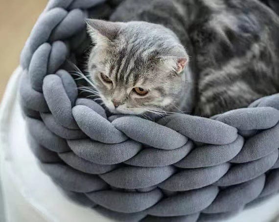 Cat Nest Bed Hand-Knitted Cotton Rope Woven S–XL Breathable Scratch-Resistant Washable Basket Cat Bed All Seasons | Koossa