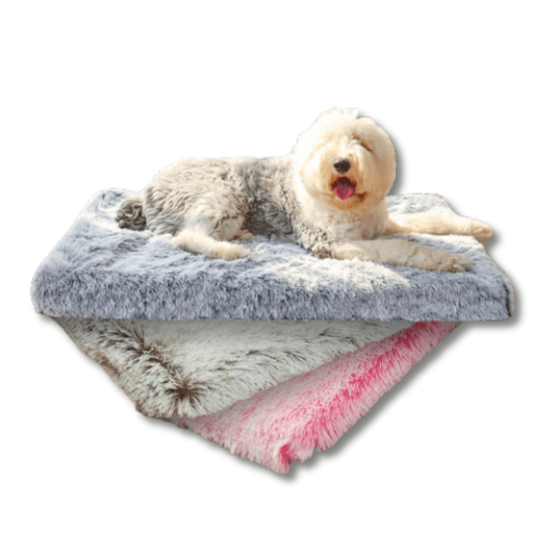 Dog Orthopaedic Bed Faux Fur Plush Memory Foam Mattress Removable Washable Cover Large Medium Anti-Anxiety Flat Calming Dog Mat Grey | Koossa