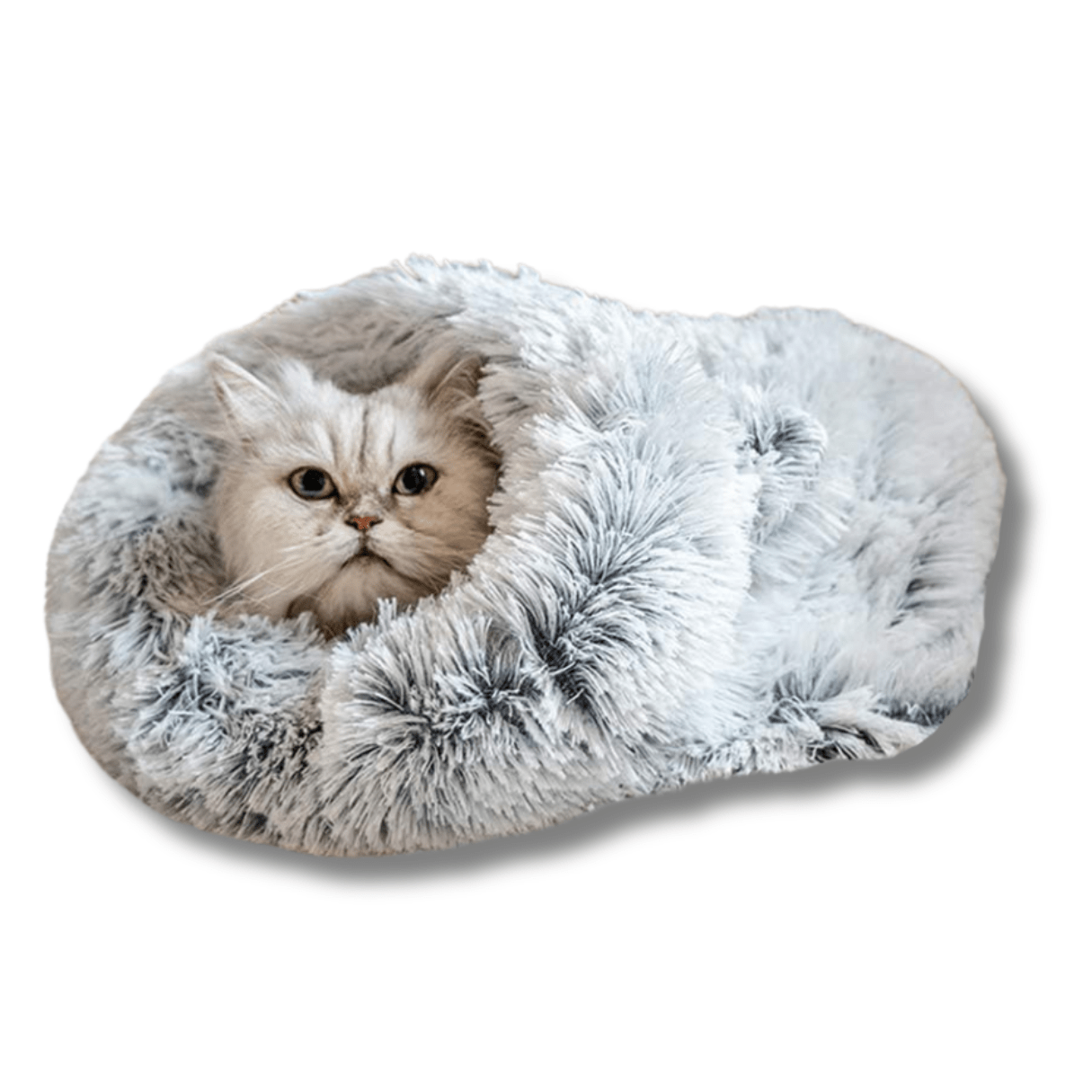 Cat Sleeping Bag Plush Faux Fur Self-Warming Hooded S M Cave Nest Bed Washable Indoor Portable Cat Bed | Koossa