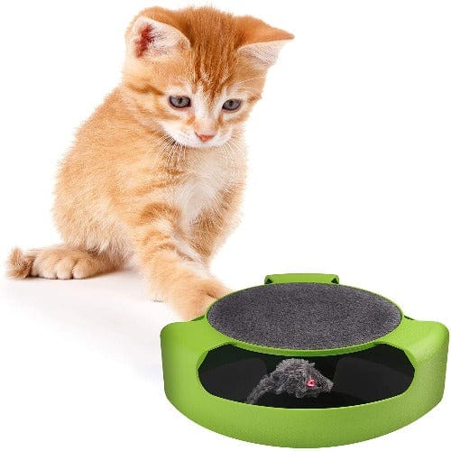 Cat Spinning Mouse Toy Scratch Pad 25cm No Battery Interactive Hunt Toy Kitten Scratcher Chase Toy Indoor | Koossa