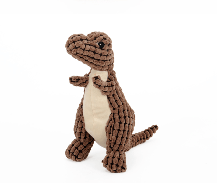Dog Squeaky Dinosaur Toy Corduroy Plush Non-Toxic Chew Fetch Indoor Dino Dog Toy Small Medium Large Multiple Colours | Koossa