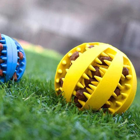 Dog Treat Dispensing Ball Rubber 7cm Non-Toxic Slow Feeder Interactive Puzzle Toy Mental Stimulation Teeth Cleaning | Koossa