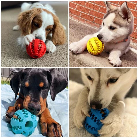 Dog Treat Dispensing Ball Rubber 7cm Non-Toxic Slow Feeder Interactive Puzzle Toy Mental Stimulation Teeth Cleaning | Koossa