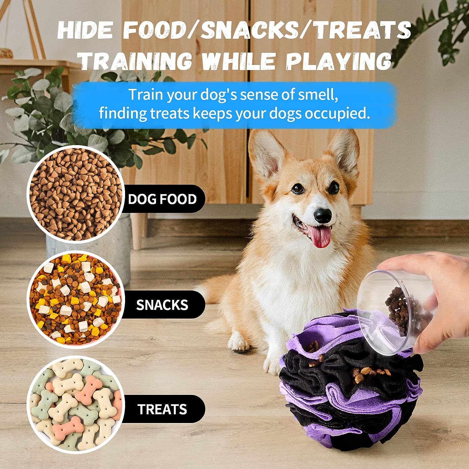 Dog Snuffle Ball Interactive Puzzle Toy 15cm Treat Hide Nose Work Mental Stimulation Washable Anxiety Relief | Koossa