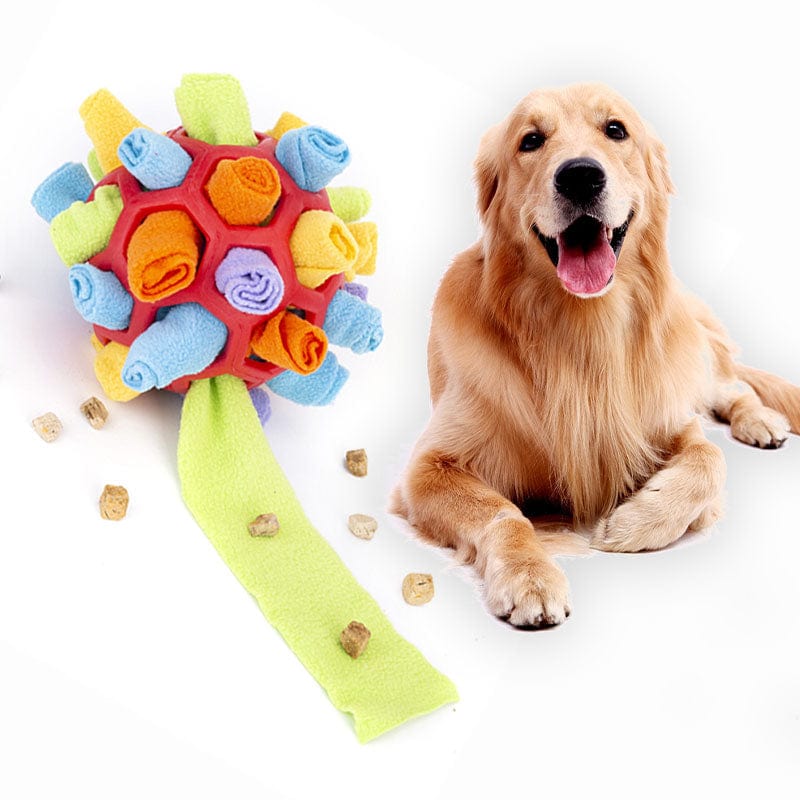 Dog Snuffle Ball Fleece Rubber Treat Puzzle Toy Interactive Nose Work Mental Stimulation Anxiety Relief Indoor | Koossa