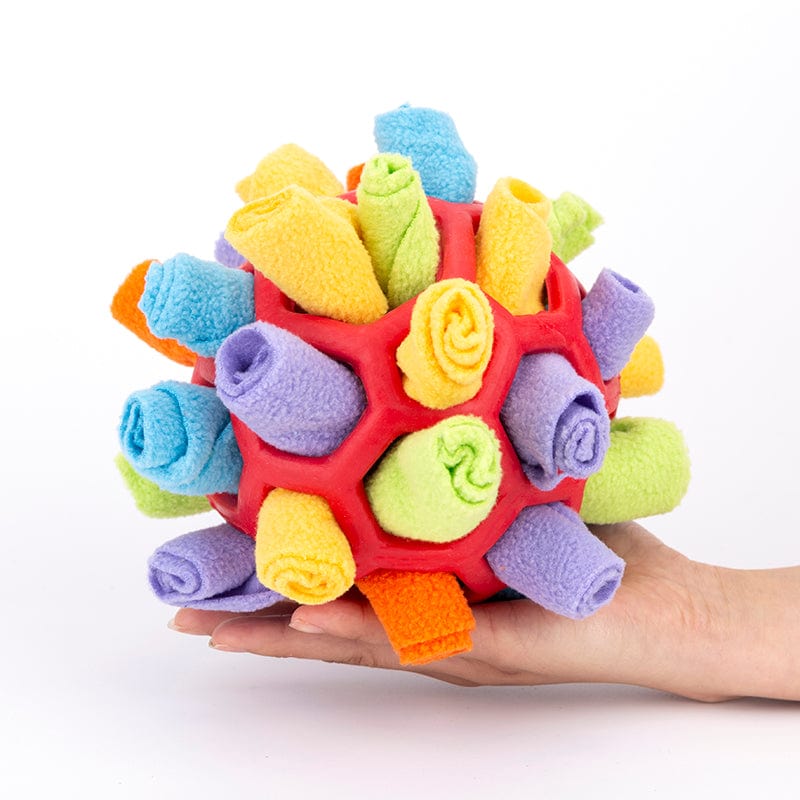 Dog Snuffle Ball Fleece Rubber Treat Puzzle Toy Interactive Nose Work Mental Stimulation Anxiety Relief Indoor | Koossa