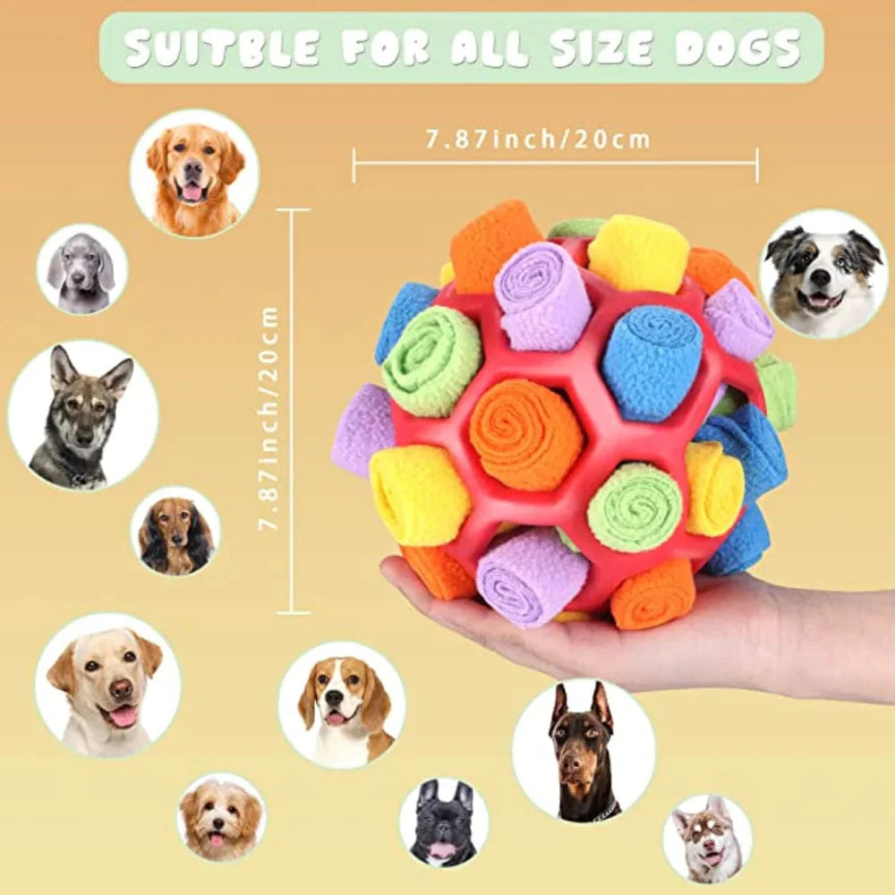 Dog Snuffle Ball Fleece Rubber Treat Puzzle Toy Interactive Nose Work Mental Stimulation Anxiety Relief Indoor | Koossa
