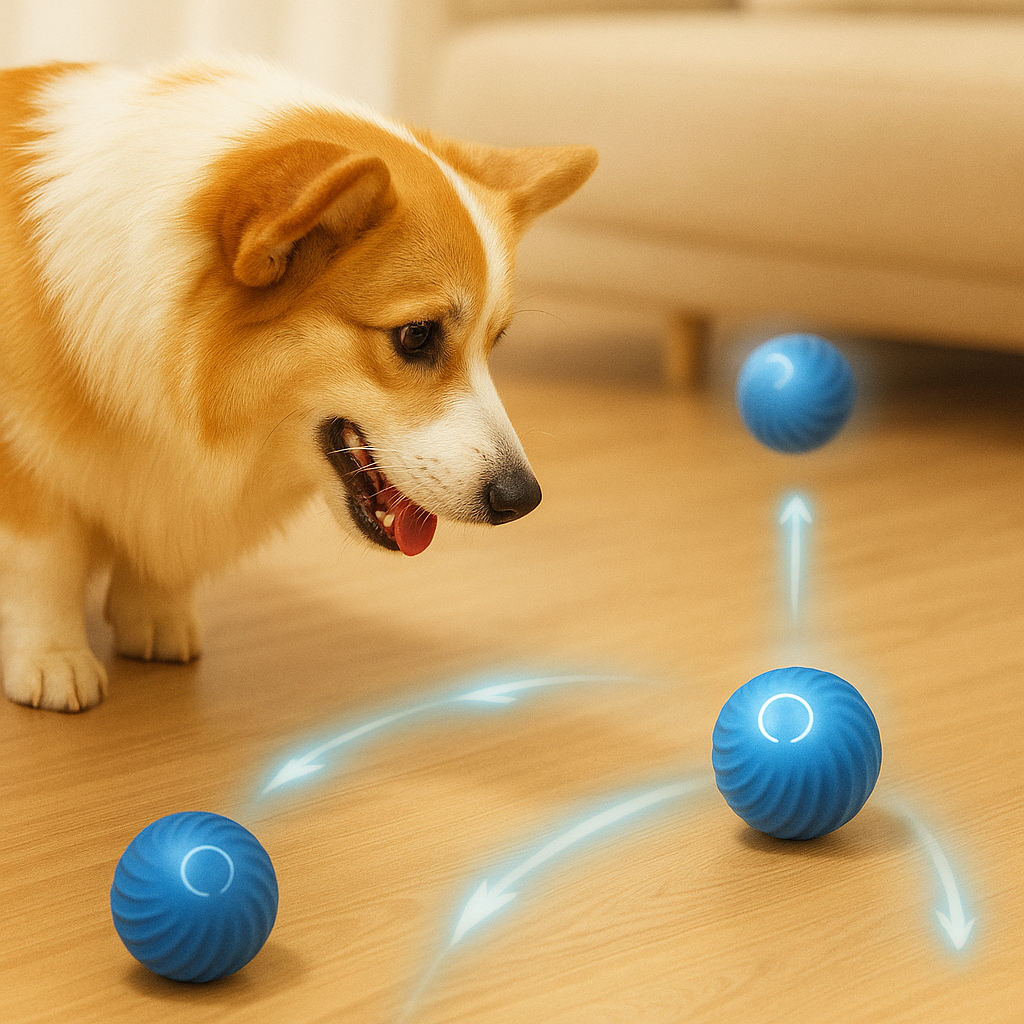 Dog Interactive Ball Electric Self-Moving 5.2cm TPU BPA-Free USB-C Rechargeable Smart Sensor Obstacle Dodge 2 Modes | Koossa