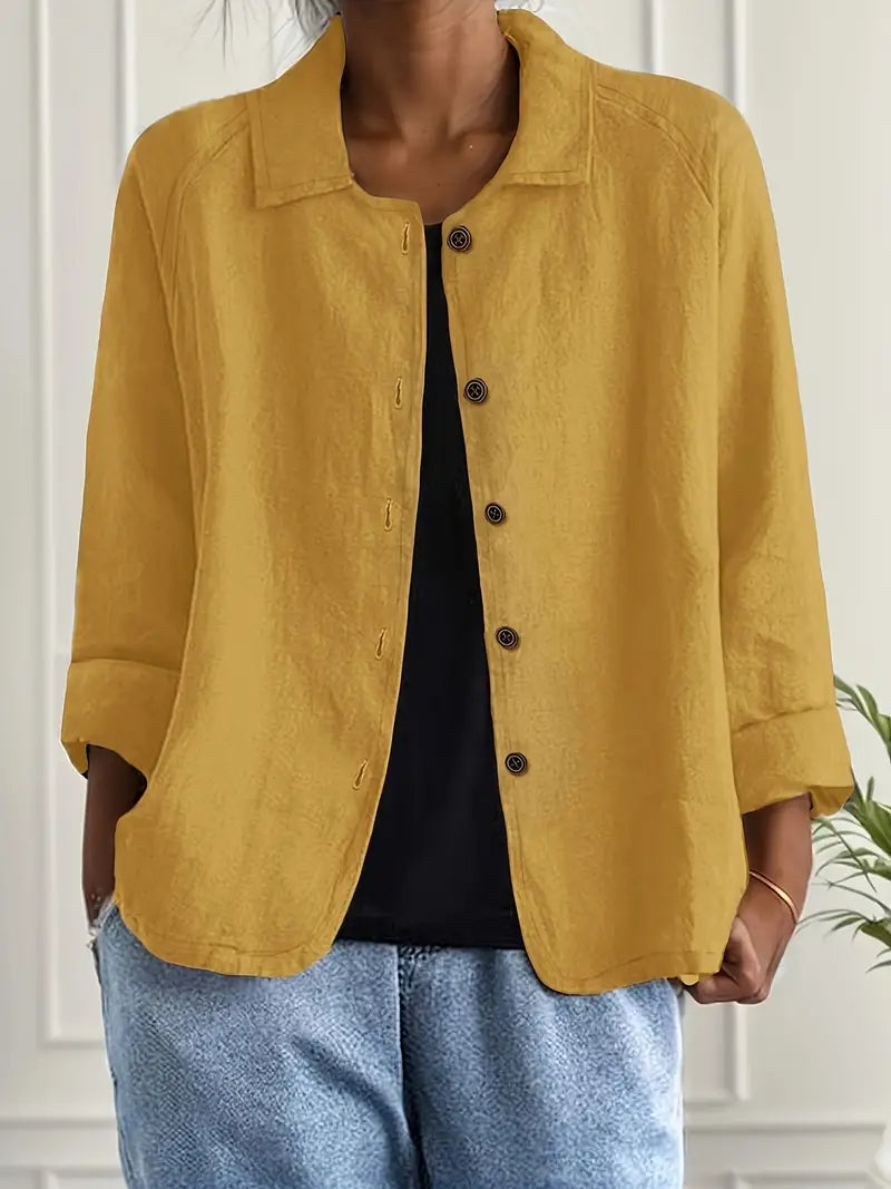 Women's Long Sleeve Shirt — Classic Breathable Button-Through Blouse for Everyday Comfort & Relaxed Tailoring | Koossa