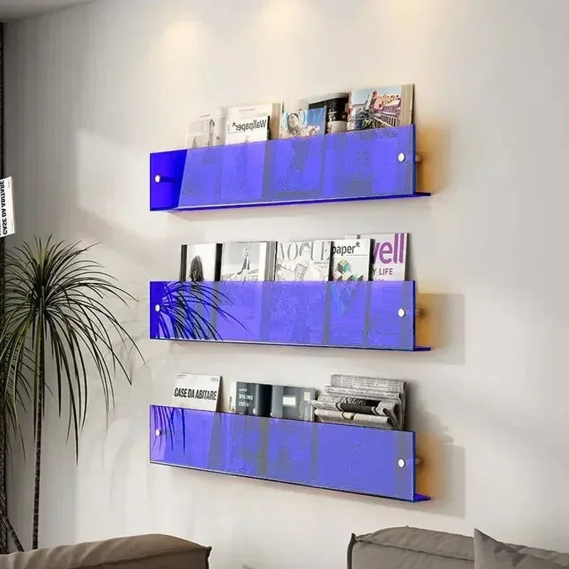 Floating Wall Shelf Magazine Rack, PVC Wall Mounted Book Display in Assorted Colors for Living Room, Office, Nursery & Kids Room | Lonoma