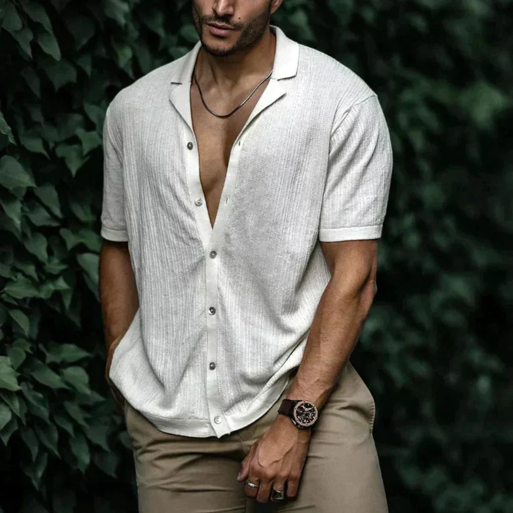 Men's Button-Front Summer Shirt — Lightweight Relaxed Fit Shirt for Casual Wear & Warm Weather | Koossa