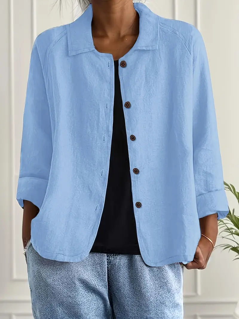 Women's Long Sleeve Shirt — Classic Breathable Button-Through Blouse for Everyday Comfort & Relaxed Tailoring | Koossa
