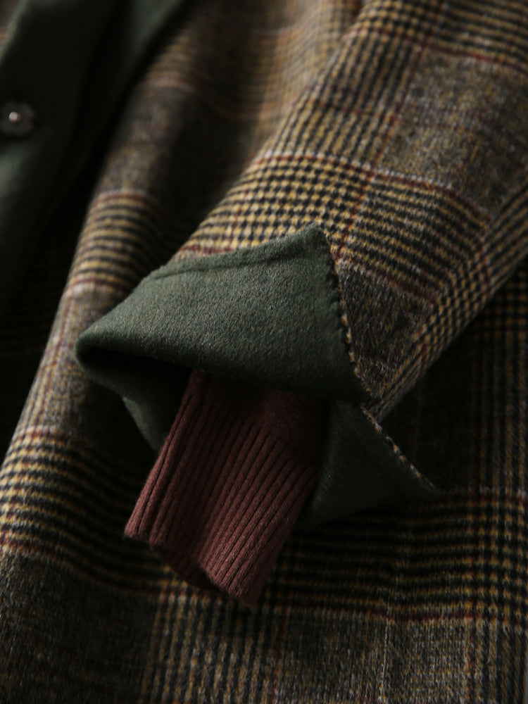 Women's Beige Checked Winter Coat — Classic Double-Breasted Wool-Blend Coat for Cold Weather & Everyday Elegance | Koossa