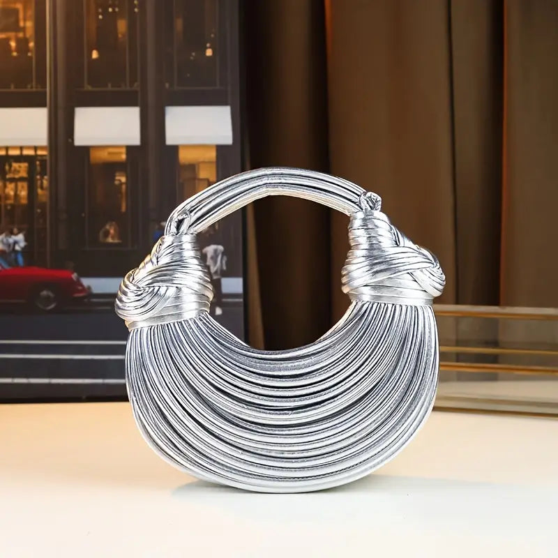 Sculptural Metallic Evening Bag with Detachable Strap in Six Lustrous Finishes | Koossa