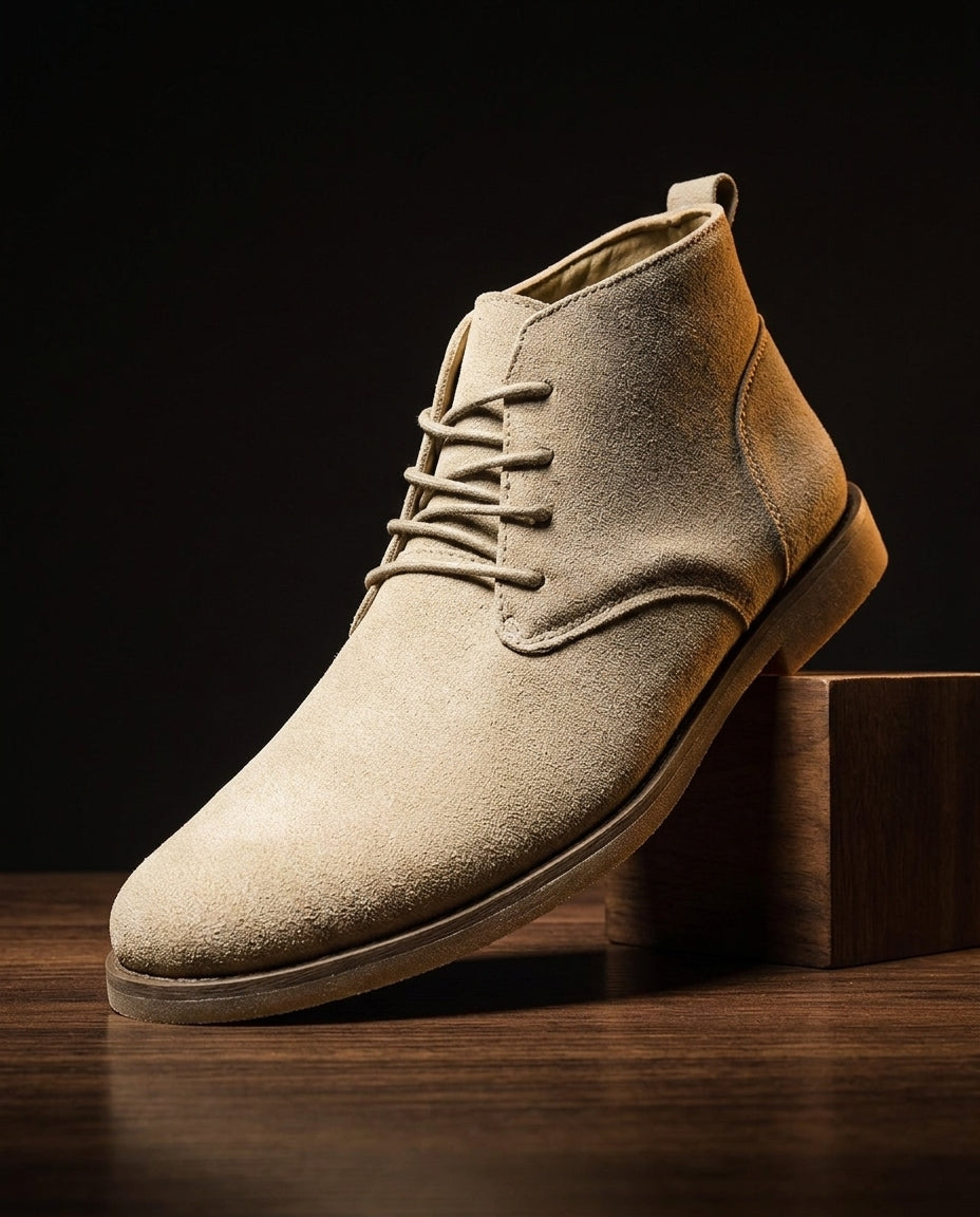 Men's Genuine Suede Chukka Boots – Lace-Up Ankle Boot with Flexible Sole, Casual Dress Boot for Everyday Wear, Office & Weekend | Lonoma
