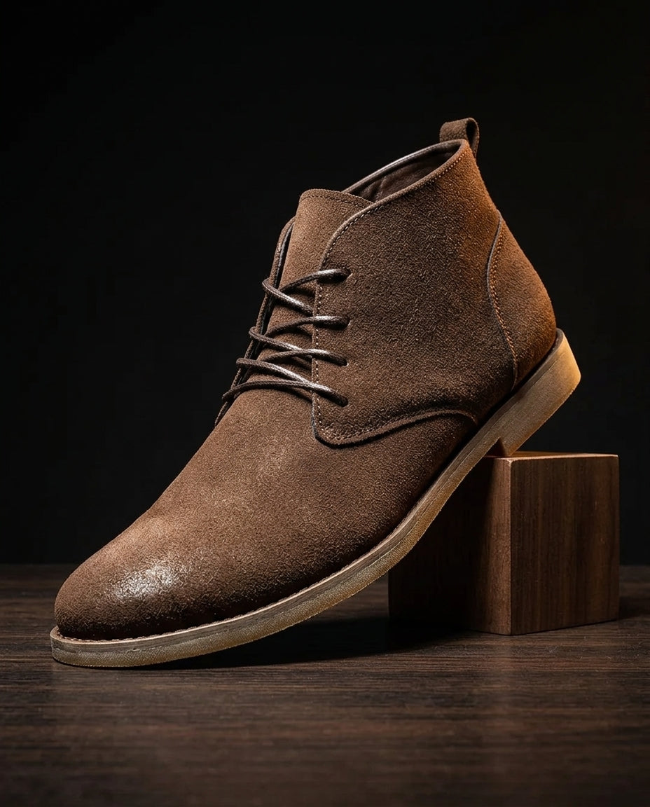 Men's Genuine Suede Chukka Boots – Lace-Up Ankle Boot with Flexible Sole, Casual Dress Boot for Everyday Wear, Office & Weekend | Lonoma