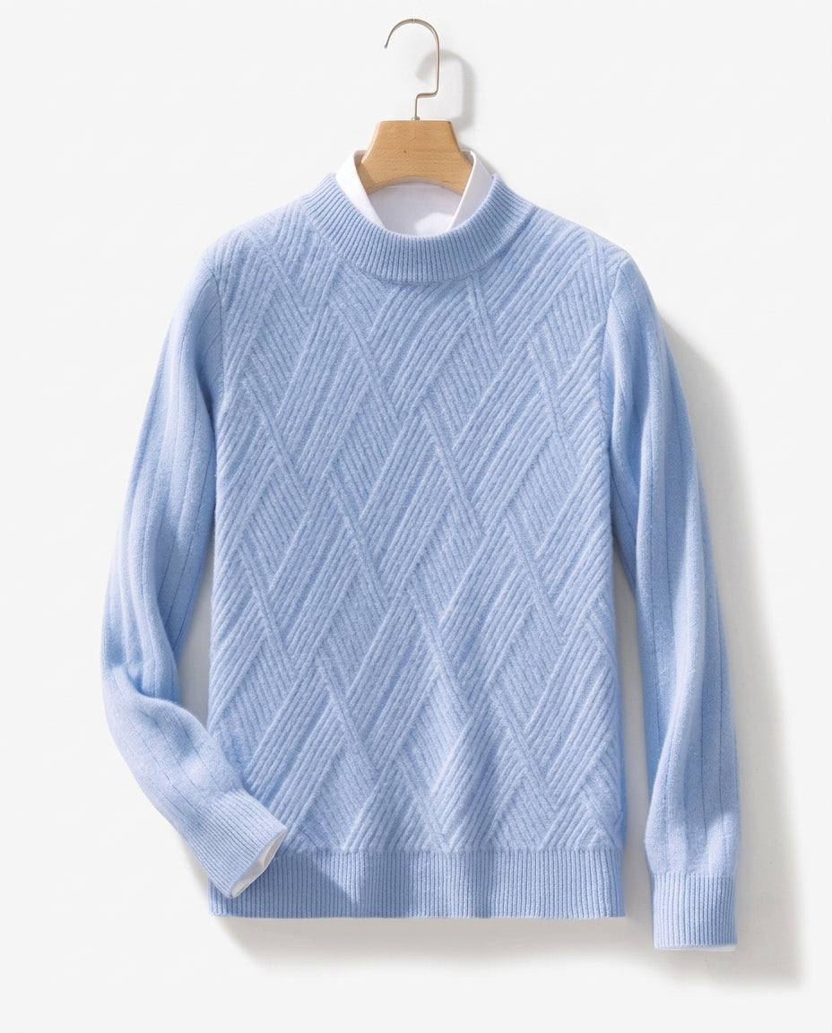 Men's Pure Cashmere Pullover Sweater — Classic Crewneck Knit for Fall & Winter | Soft Layering Piece for Casual & Business Attire | Lonoma