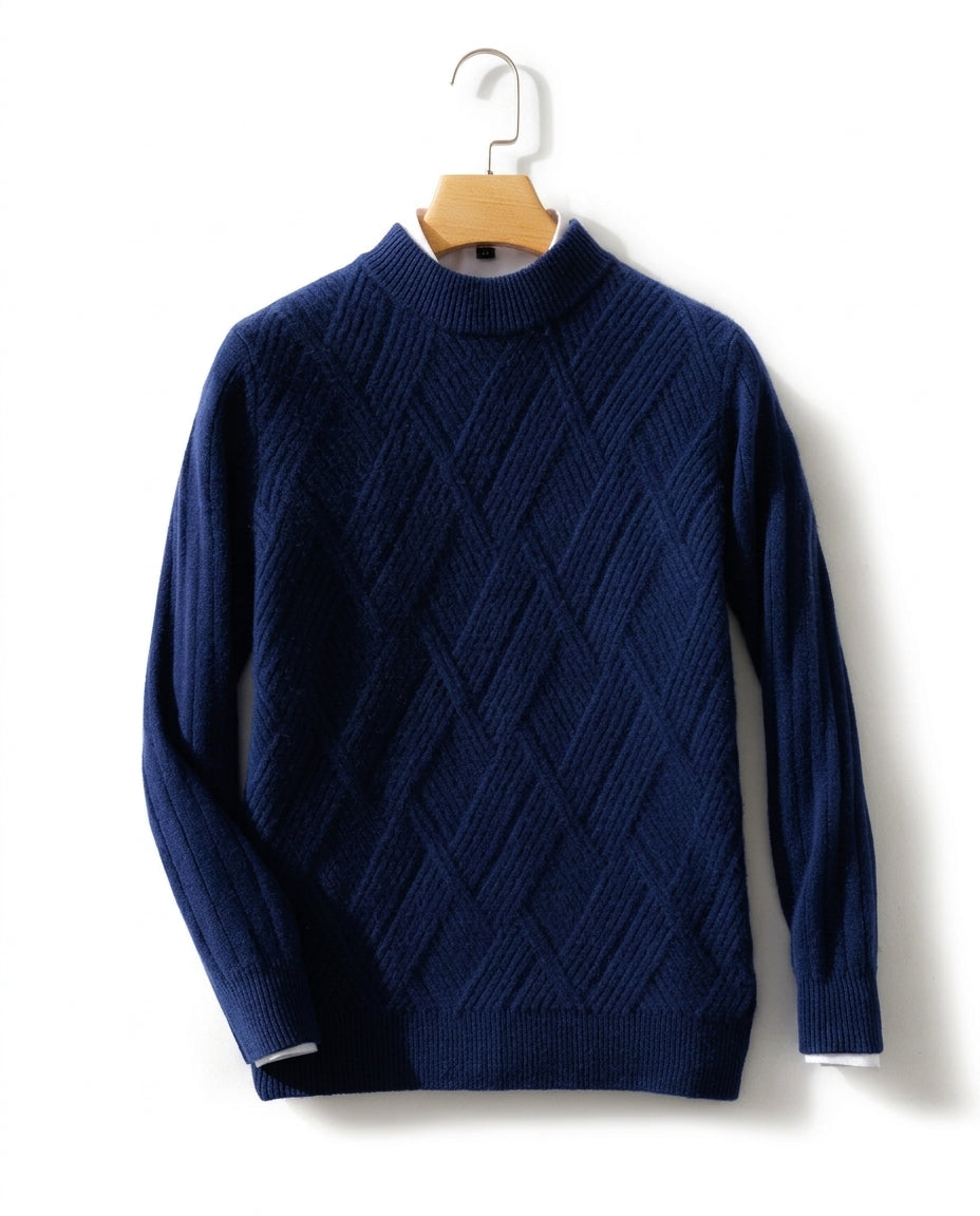 Men's Pure Cashmere Pullover Sweater — Classic Crewneck Knit for Fall & Winter | Soft Layering Piece for Casual & Business Attire | Lonoma