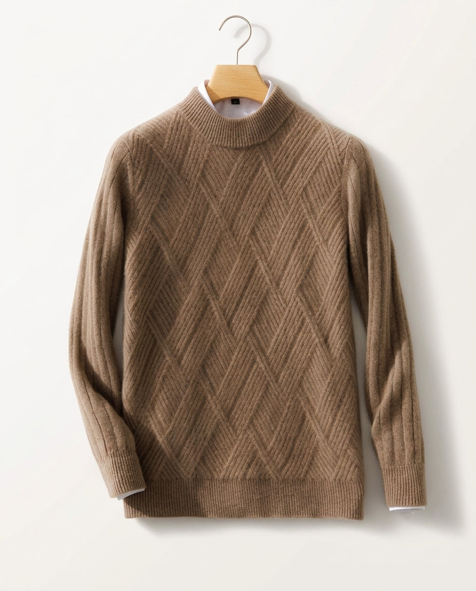 Men's Pure Cashmere Pullover Sweater — Classic Crewneck Knit for Fall & Winter | Soft Layering Piece for Casual & Business Attire | Lonoma