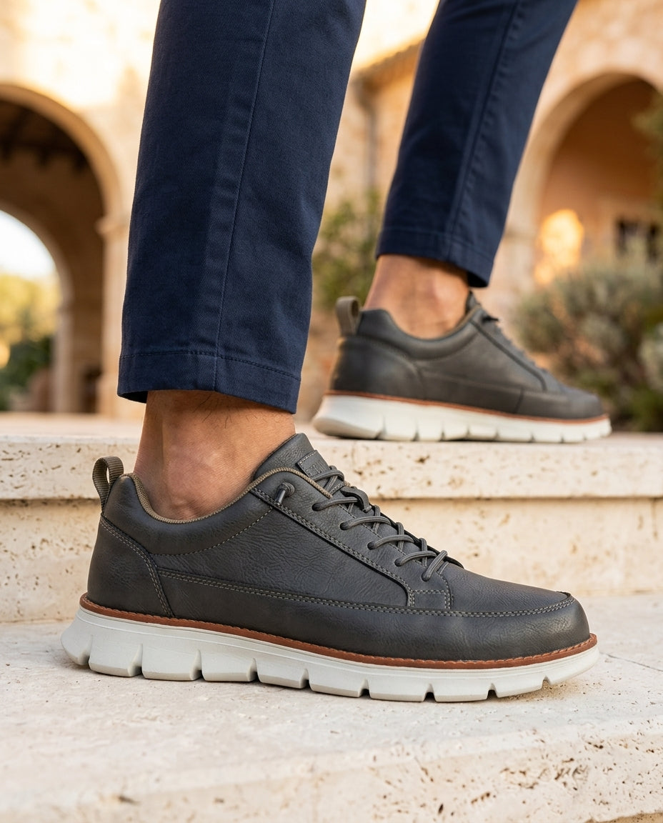 Men's Supportive Walking Shoes Cushioned Insole Leather Casual Sneakers for Everyday Comfort Active Lifestyle Athletic Low-Top | Lonoma