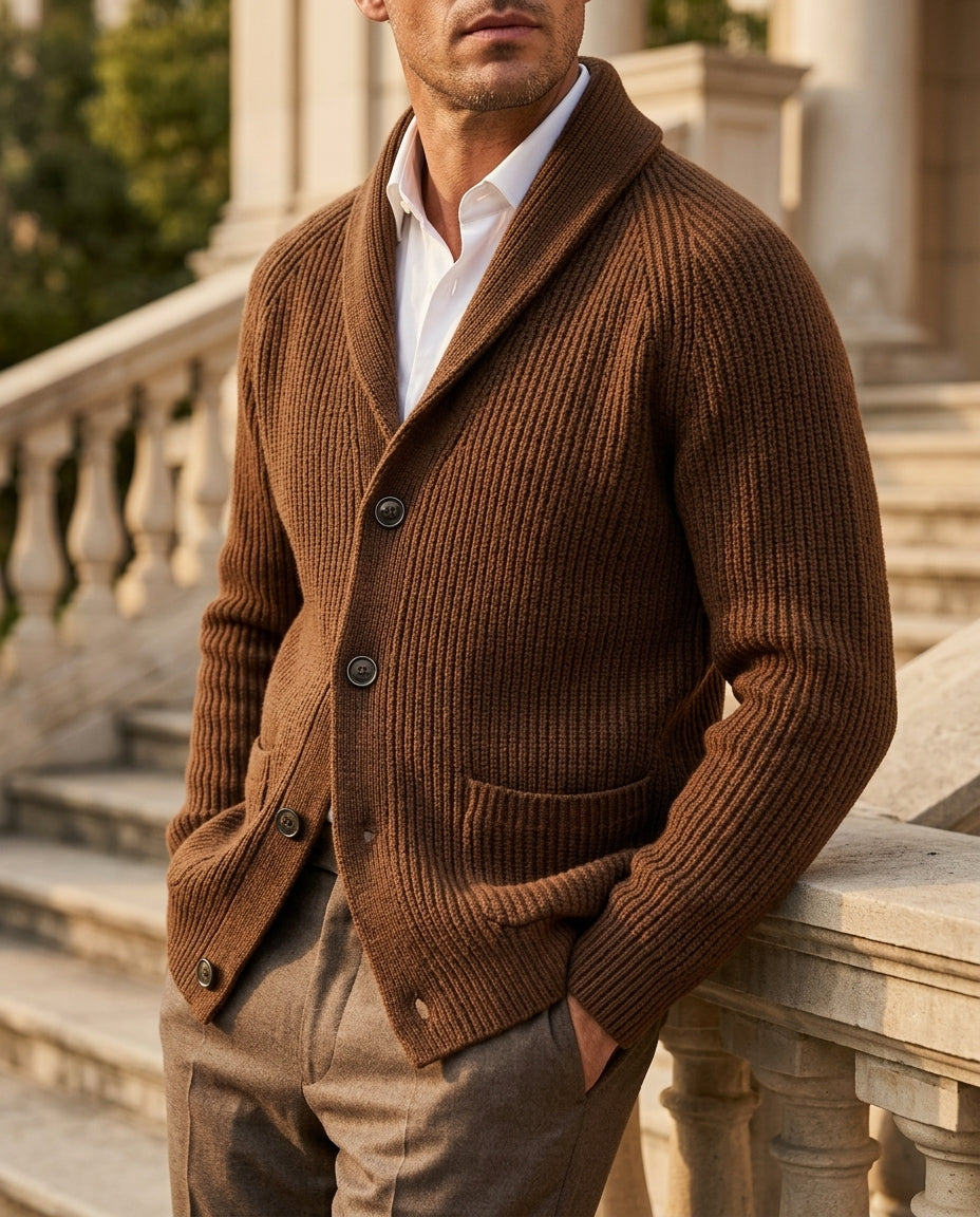 Men's Layering Sweater with Collar and Pockets – Wool Blend Button-Up Knit for Casual or Smart Wear – Cozy Fall and Winter Essential | Lonoma