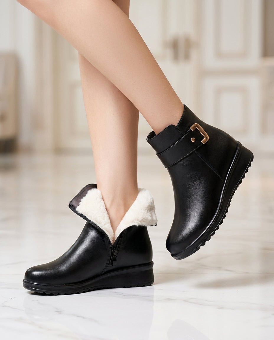 Women's Insulated Winter Boots with Non-Slip Sole – Cozy Faux Leather Snow Boots for Cold Weather, Everyday Casual Footwear | Lonoma