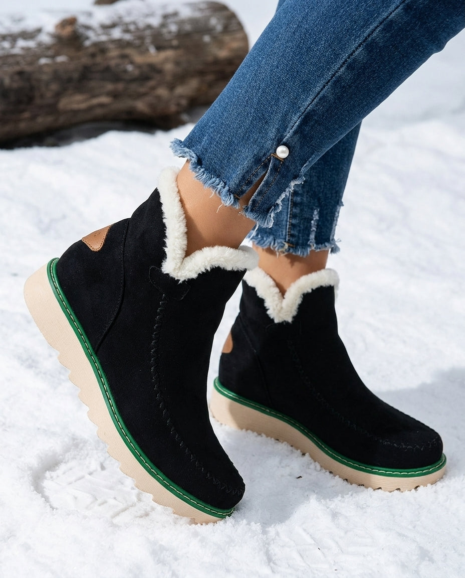 Women's Platform Slip-On Boots with Plush Fleece Interior for Winter | Lonoma