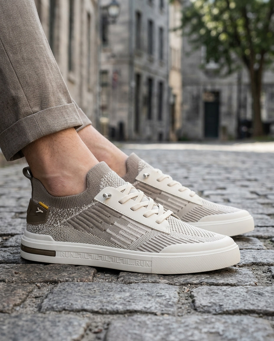 Men's Breathable Knit Sneakers – Lightweight Low-Profile Lace-Up Casual Shoes for Everyday Comfort, Walking, Jeans, Joggers & Office Wear | Lonoma
