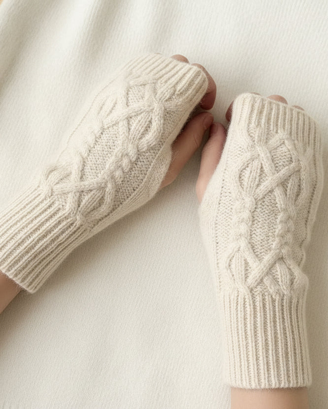 Fingerless Cable Knit Hand Warmers for Women – Cozy Wrist Gloves for Cold Weather, Texting & Typing | Lonoma