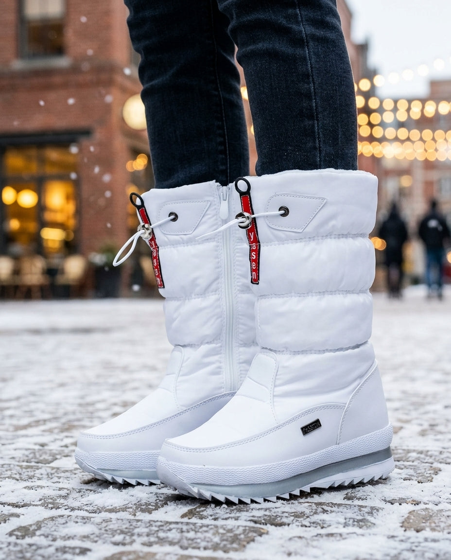 Women's Insulated Winter Boots with Side Zip, Non-Slip Grip for Snow & Ice | Waterproof Puffer-Style Footwear | Lonoma