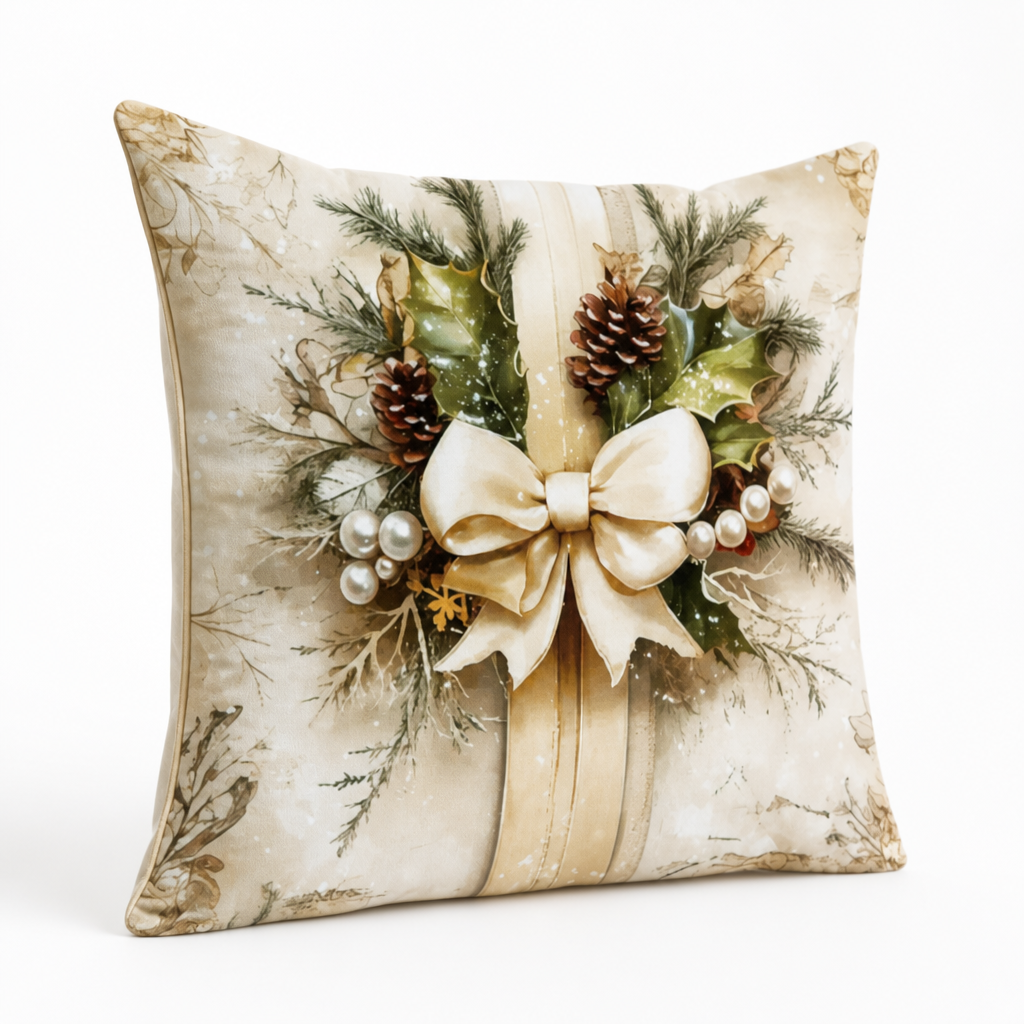 Holiday Pillow Cover 18x18 Inches Gold Velvet Christmas Decorative Throw Pillow Case with Zipper for Festive Sofa Decor | Lonoma