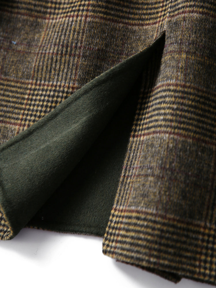 Women's Beige Checked Winter Coat — Classic Double-Breasted Wool-Blend Coat for Cold Weather & Everyday Elegance | Koossa