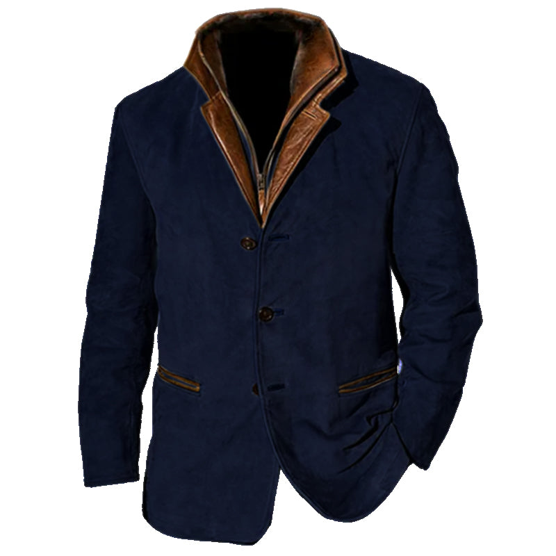 Men's Lapel Collar Blazer Jacket in Khaki, Navy & Brown – Smart Casual Outerwear for Work, Dinners & Weekends | Koossa